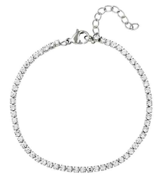 Zilveren stainless steel armband met diamantjes