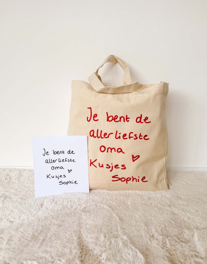 Gepersonaliseerde tas met eigen handschrift